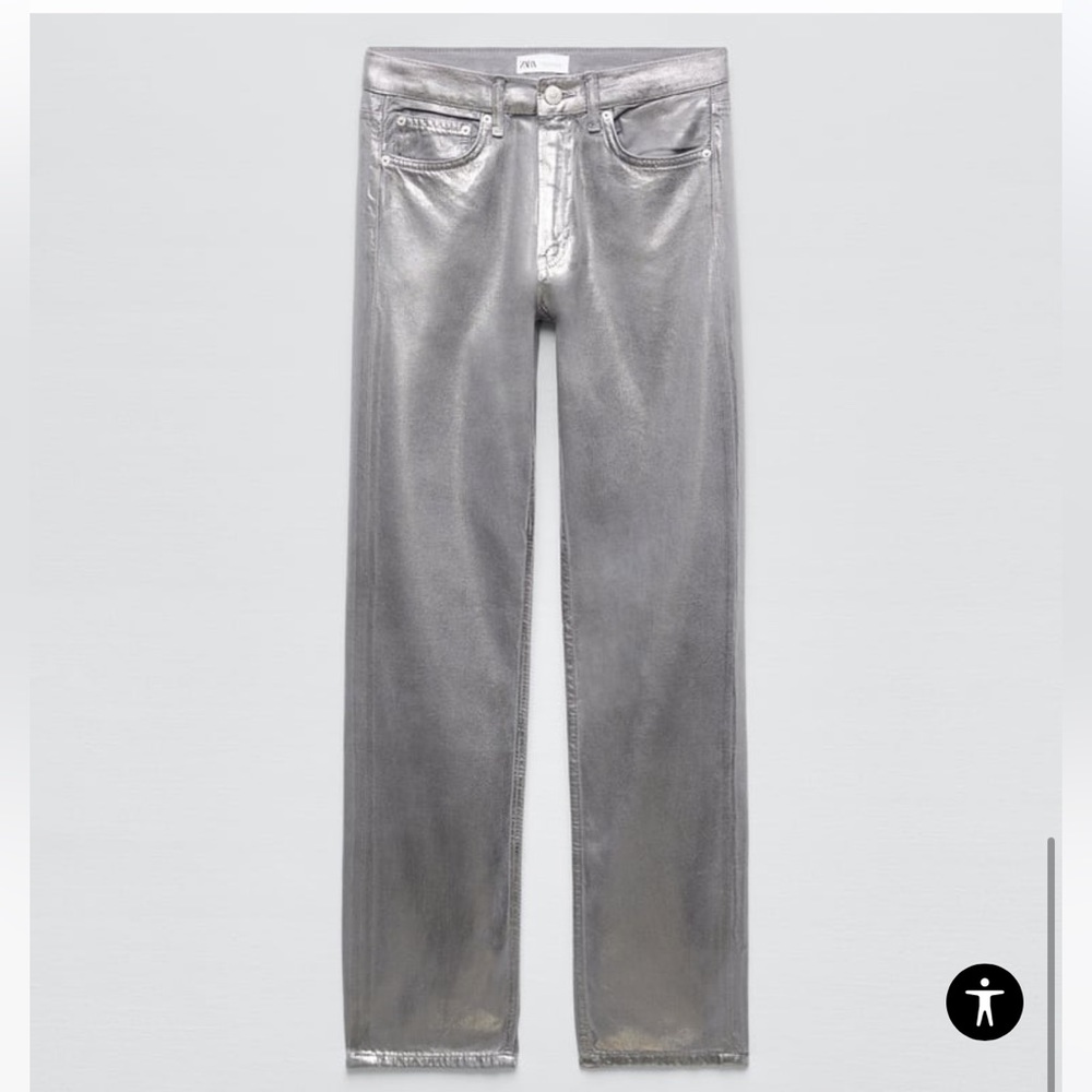 Zara Silver Coated Soft Jean - NWT size 4